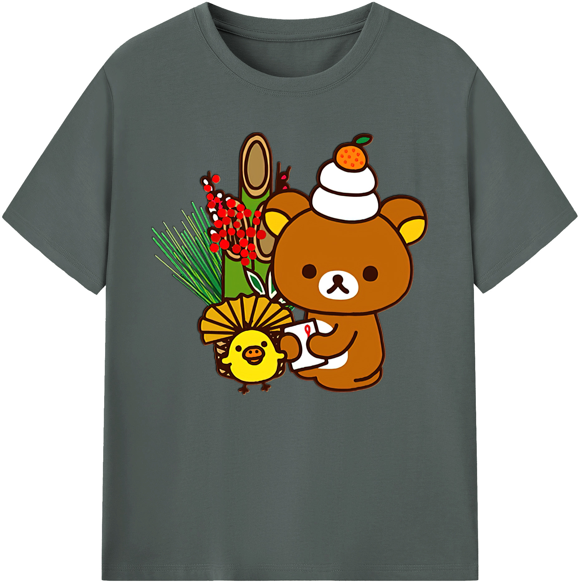 （画像用） リラックマ リラックマ キイロイトリ Rilakkuma Korilakkuma Kiiroitori 綿100％ メンズ半袖Tシャツ｜肌触りやわらか＆通気性